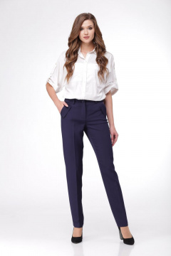 Брюки прилегающие зауженные с карманами из текстиля DNM 027 синий - фото 1
