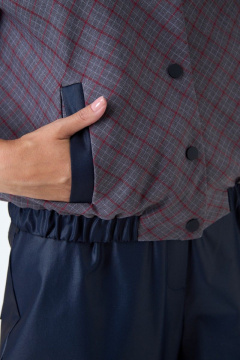 демисезонный черный жакет из текстиля с коротким рукавом и классическим стилем Anelli 1067 клетка - фото 3