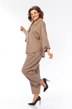 Брюки, жакет Ольга Стиль С-1044 счетло-коричневый - фото 3
