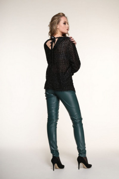 Кожаные брюки-чиносы с зауженным кройом и карманами AMORI 5049 зеленый - фото 2