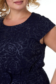 Платье из жаккардовой ткани с складками и поясом Anelli 140 синий - фото 5