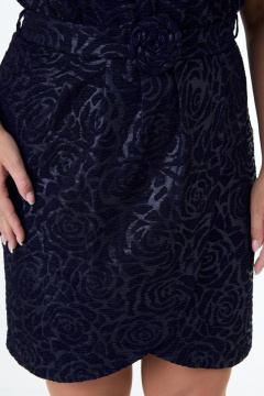 Платье из жаккардовой ткани с складками и поясом Anelli 140 синий - фото 4