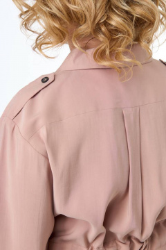 Платье с карманами и вышивкой из текстиля Anelli 900 капучино - фото 4