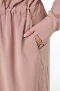 Платье с карманами и вышивкой из текстиля Anelli 900 капучино - фото 3