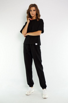 Джемпер со спущенными рукавами из трикотажа с отделкой Kivviwear 4036 черный - фото 2