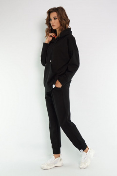 Худи оверсайз с спущенным рукавом и карманом кенгуру Kivviwear 4015 черный - фото 2