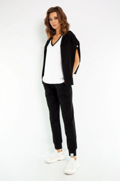 Худи оверсайз с спущенным рукавом и карманом кенгуру Kivviwear 4015 черный - фото 4