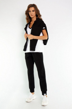 Худи оверсайз с спущенным рукавом и карманом кенгуру Kivviwear 4015 черный - фото 3