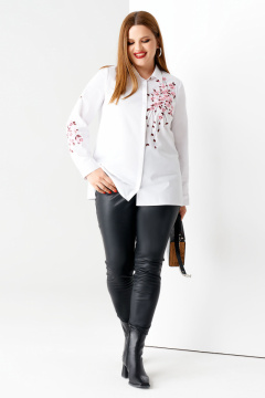 Блузка женская с дизайнерской вышивкой в стиле casual Панда 56646z белый - фото 1