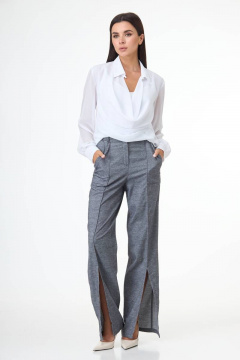 Блуза белая шифоновая с драпировкой и съемным чехлом Anelli 1087 белый - фото 4