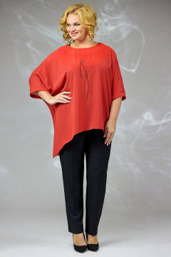 Костюм с брюками и майкой с накладными карманами в стиле бохо Angelina & Сo 581/1 красный - фото 5