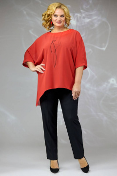 Костюм с брюками и майкой с накладными карманами в стиле бохо Angelina & Сo 581/1 красный - фото 1