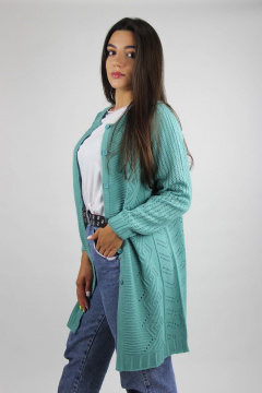 Бирюзовый жакет реглан-пагон с пуговицами вязаный трикотаж Полесье С2503-20 1С1065-Д43 158,164 морской_бриз - фото 3