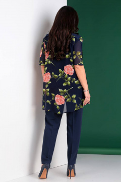 Классический комплект туника и брюки из текстиля Liona Style 673 синий - фото 3