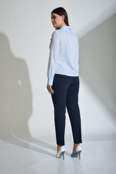 Синие деловые брюки с разрезами из текстиля Anelli 228 синий - фото 5
