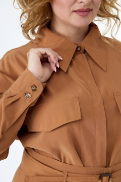 Костюм в стиле сафари рубашка и миди юбка Anelli 874 латте - фото 5