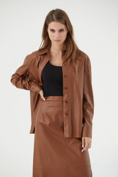 Зимняя рубашка из экокожи на каждый день Motif 1511 - фото 3