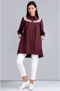 Демисезонная туника с кокетками и боковыми карманами Таир-Гранд 62312 марсала - фото 3