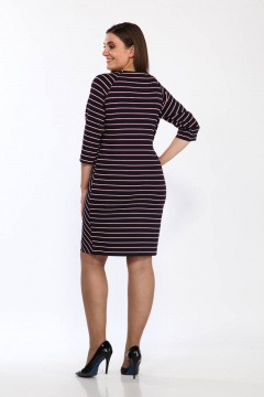 Платье из трикотажа с карманами и полукруглым вырезом Lady Style Classic 766/6 Темно-синий_с_красным - фото 2