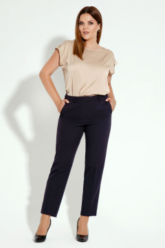 Демисезонные трикотажные брюки с разрезами для ежедневных образов Панда 13460z синий - фото 1