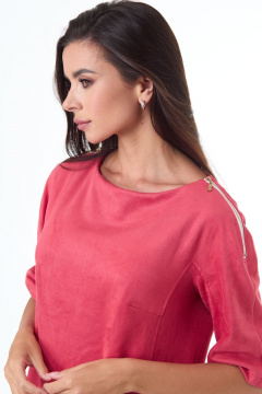 Платье из замшевого полотна с карманами и длинным силуэтом Anelli 551 коралл - фото 5