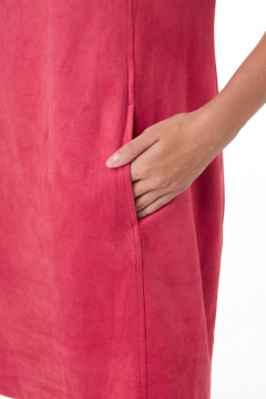 Платье из замшевого полотна с карманами и длинным силуэтом Anelli 551 коралл - фото 4