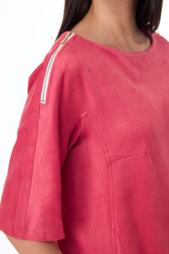 Платье из замшевого полотна с карманами и длинным силуэтом Anelli 551 коралл - фото 3