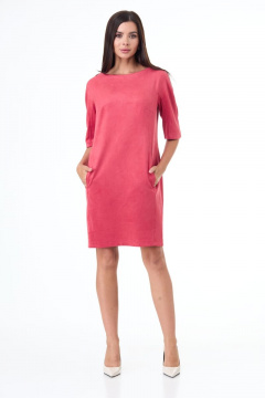 Платье из замшевого полотна с карманами и длинным силуэтом Anelli 551 коралл - фото 1