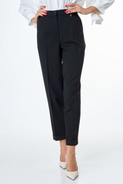 черные брюки из текстиля с высокой посадкой и притачным поясом Anelli 505 черный - фото 5