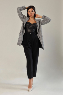 Демисезонный черно-белый костюм двойка из текстиля и хлопка AURA otd 9041 - фото 1