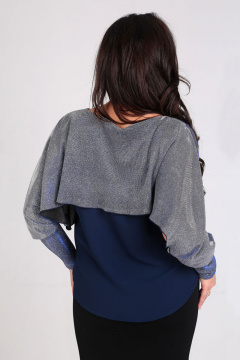 Нарядная блуза свободного силуэта из текстиля с болеро Таир-Гранд 62323 синий - фото 2