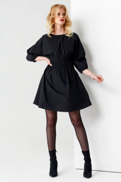 Платье мини оверсайз с широкой резинкой и пуговицами Панда 64780z черный - фото 1