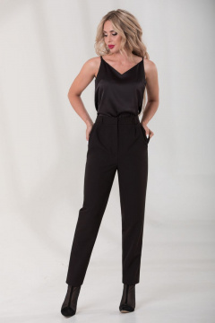 Брюки прямые из ткани с отрезным поясом и карманами Golden Valley 1078 черный - фото 1