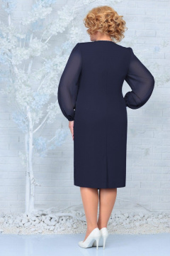 Платье с асимметричным подрезом и воздушным шифоном Ninele 2299 синий - фото 2