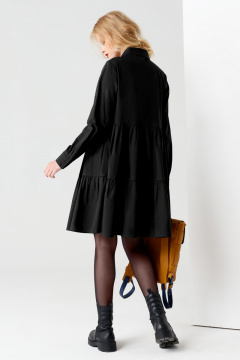 Платье с романтичными воланами и кокеткой из хлопка Панда 67687z черный - фото 2