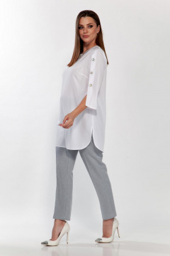 Блуза прямого силуэта с декоративной отделкой пуговицами Belinga 5125 белый - фото 3