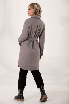 Демисезонное пальто с накладными карманами и геометричным узором Golden Valley 7117 фиолетовый - фото 3