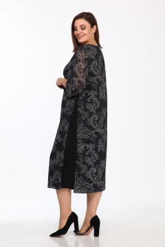 Платье приталенное двухслойное с нагрудными вытачками Lady Style Classic 1767/7 черно-синий - фото 3