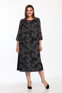 Платье приталенное двухслойное с нагрудными вытачками Lady Style Classic 1767/7 черно-синий - фото 1