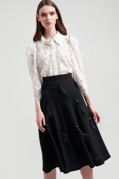 Юбка расширенного к низу силуэта из костюмной ткани AG Green G424/8 - фото 1