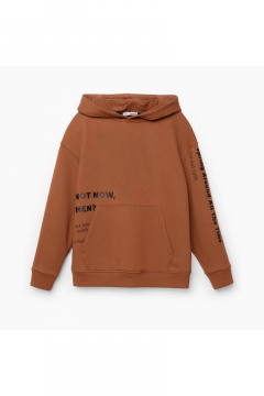 Худи с капюшоном и шрифтовым принтом из футера Bell Bimbo 212129 терракот - фото 2