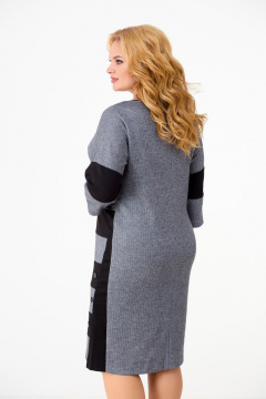 Платье из трикотажного полотна с контрастными деталями Anelli 945 серо-черный - фото 5