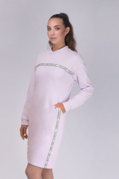 Фиолетовое платье с кокеткой и рукавом со спущенным плечом Verally 436-1 сиреневый - фото 1