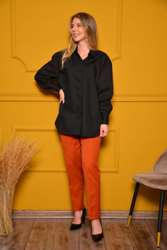 Черная рубашка мужского кроя из текстиля без вытачек LM CO604 - фото 2