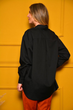 Черная рубашка мужского кроя из текстиля без вытачек LM CO604 - фото 5