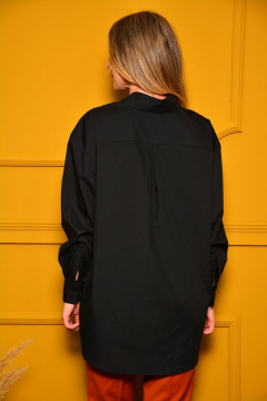Черная рубашка мужского кроя из текстиля без вытачек LM CO604 - фото 4