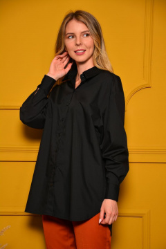 Черная рубашка мужского кроя из текстиля без вытачек LM CO604 - фото 1