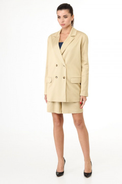Костюм из вельвета с рубашкой и брюками на резинке Anelli 1083 бежевый - фото 1