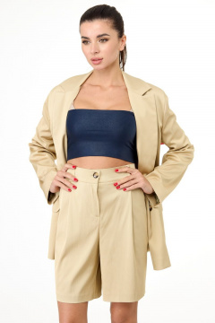 Костюм из вельвета с рубашкой и брюками на резинке Anelli 1083 бежевый - фото 4