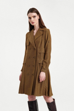 Платье со смещенной бортовой застежкой и рельефами AG Green G440/1 желтый - фото 1